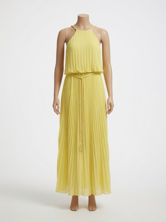 Dresses & Skirts - CUTE Yellow Pleated Halter Maxi Dress